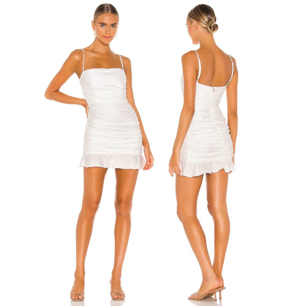 Nookie Cooper Mini Dress Ruched Ruffle Hoco Party Cocktail Bridal Formal M